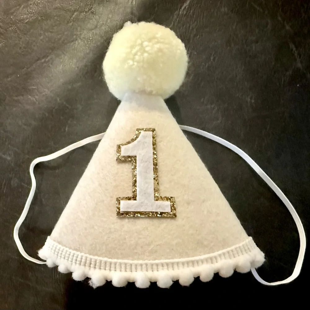 Colorful First Birthday Banner and Hat Set
